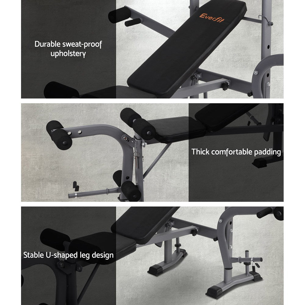 Multi Station Weight Bench Press Fitness Weights Equipment Incline Black - image6