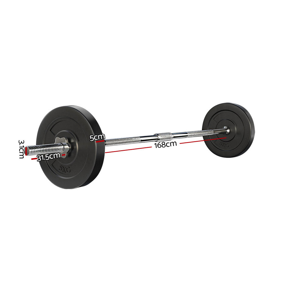18KG Barbell Weight Set Plates Bar Bench Press Fitness Exercise Home Gym 168cm - image2