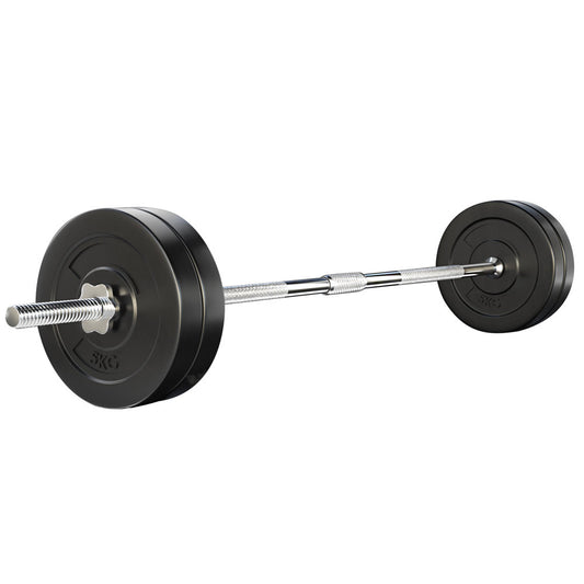28KG Barbell Weight Set Plates Bar Bench Press Fitness Exercise Home Gym 168cm - image1