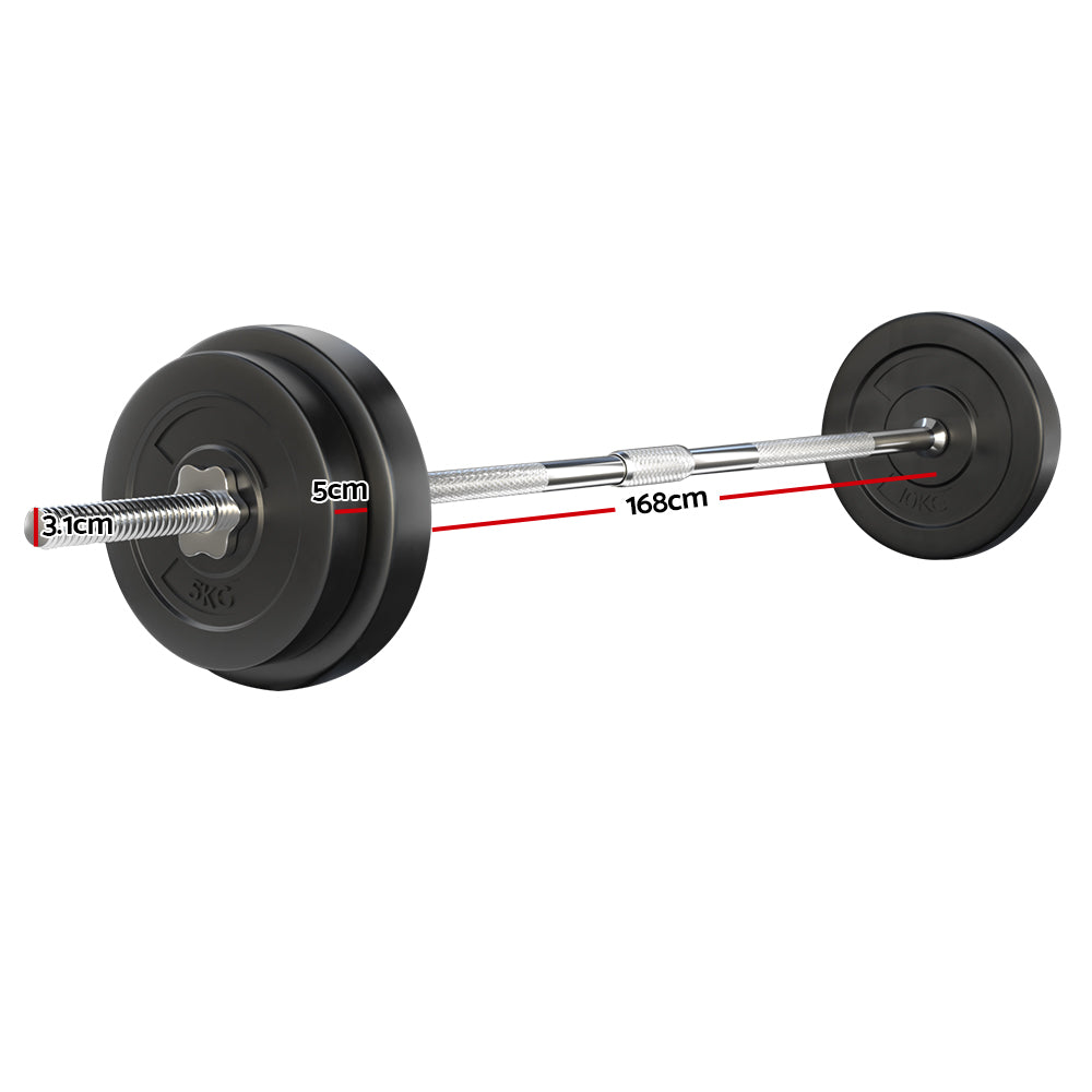 38KG Barbell Weight Set Plates Bar Bench Press Fitness Exercise Home Gym 168cm - image2