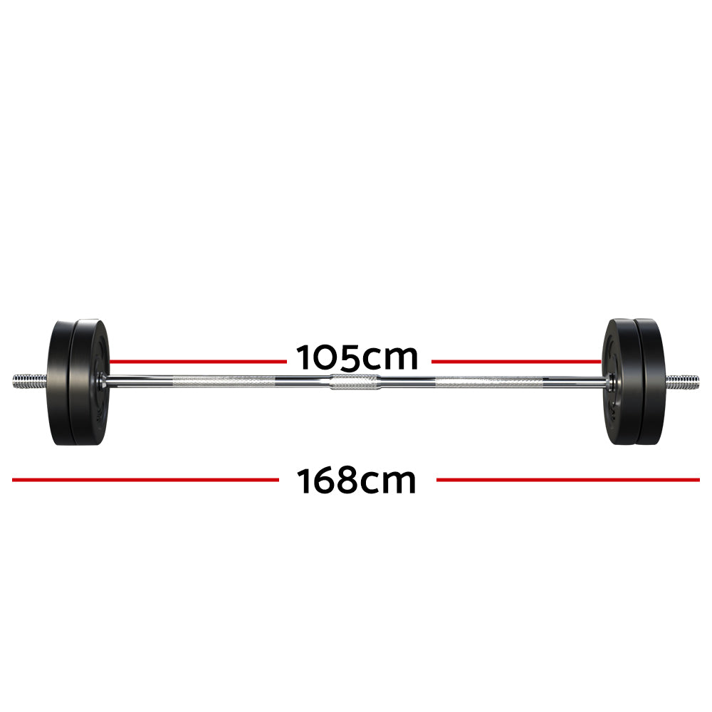 48KG Barbell Weight Set Plates Bar Bench Press Fitness Exercise Home Gym 168cm - image2