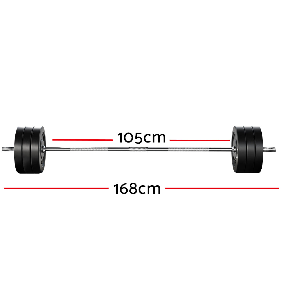 68KG Barbell Weight Set Plates Bar Bench Press Fitness Exercise Home Gym 168cm - image2