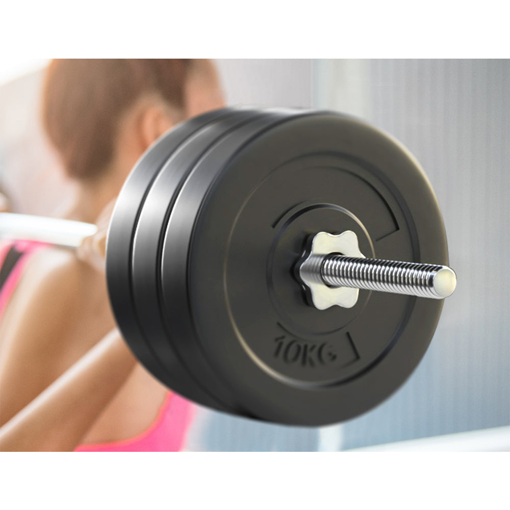 68KG Barbell Weight Set Plates Bar Bench Press Fitness Exercise Home Gym 168cm - image5