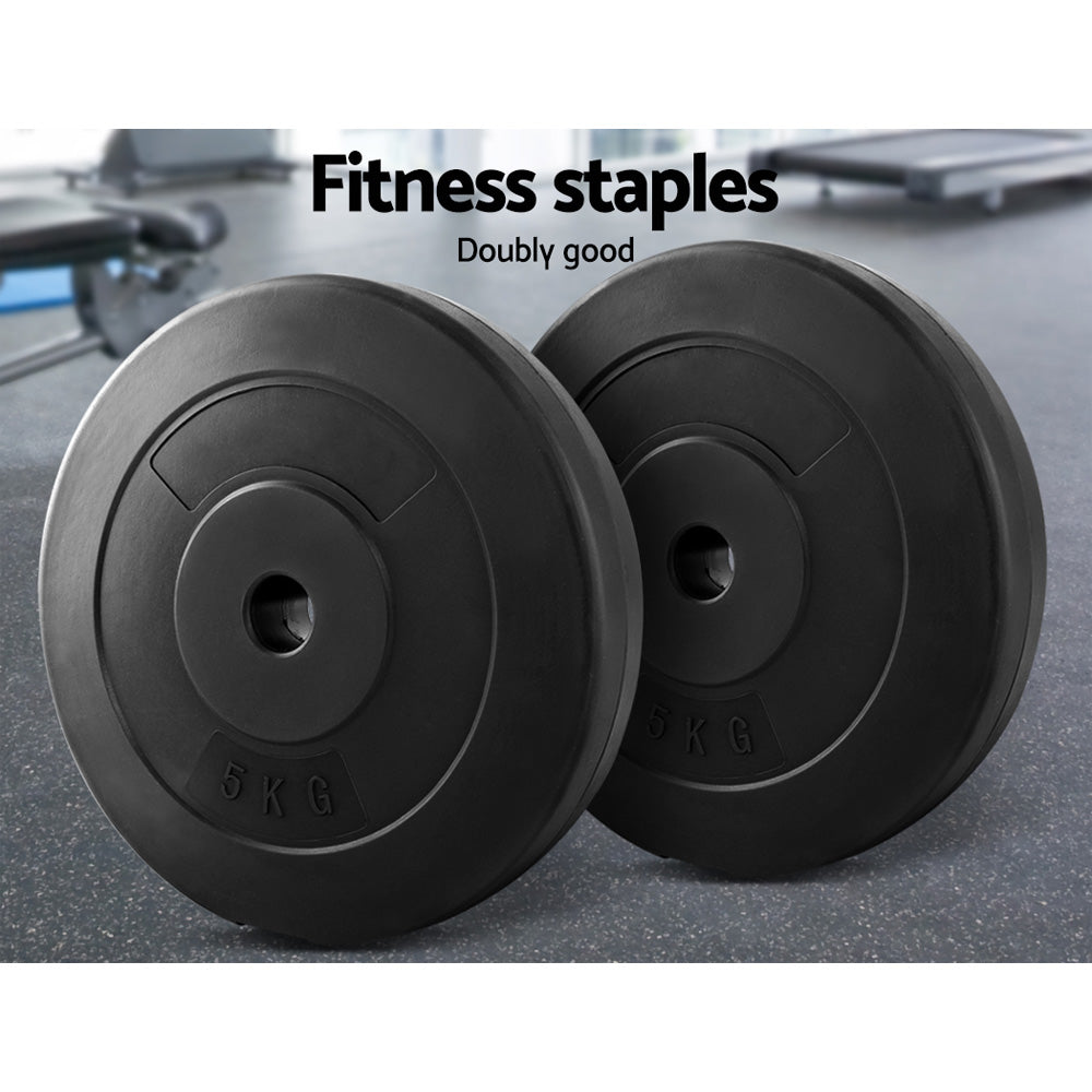 2 x 5KG Barbell Weight Plates Standard Home Gym Press Fitness Exercise Rubber - image7