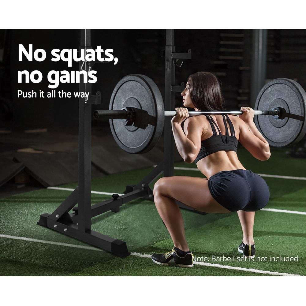 Squat Rack Pair Fitness Weight Lifting Gym Exercise Barbell Stand - image3