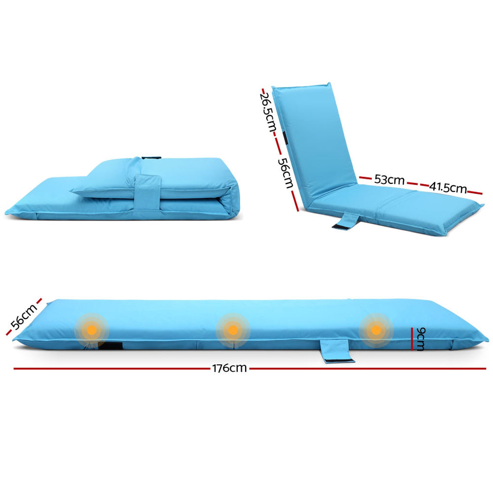 Adjustable Beach Sun Pool Lounger - Blue - image2