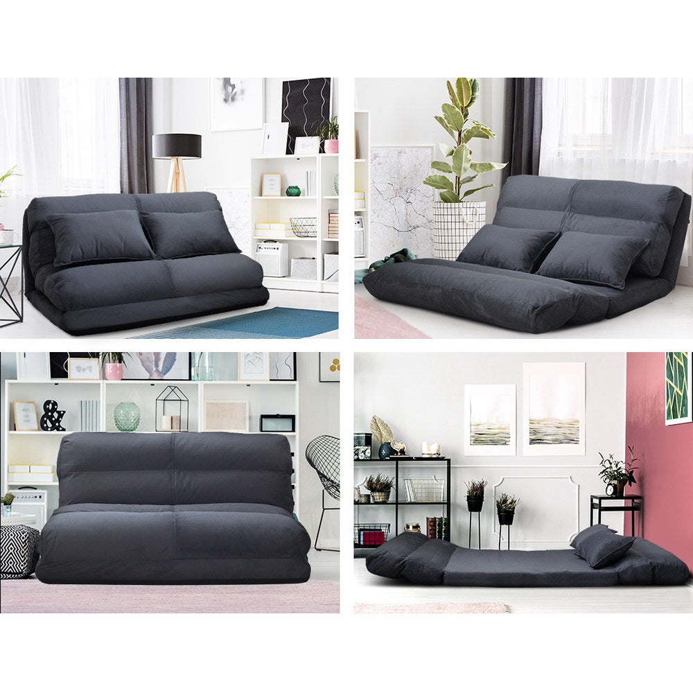 Lounge Sofa Bed Floor Recliner Chaise Chair Folding Adjustable Suede - image7