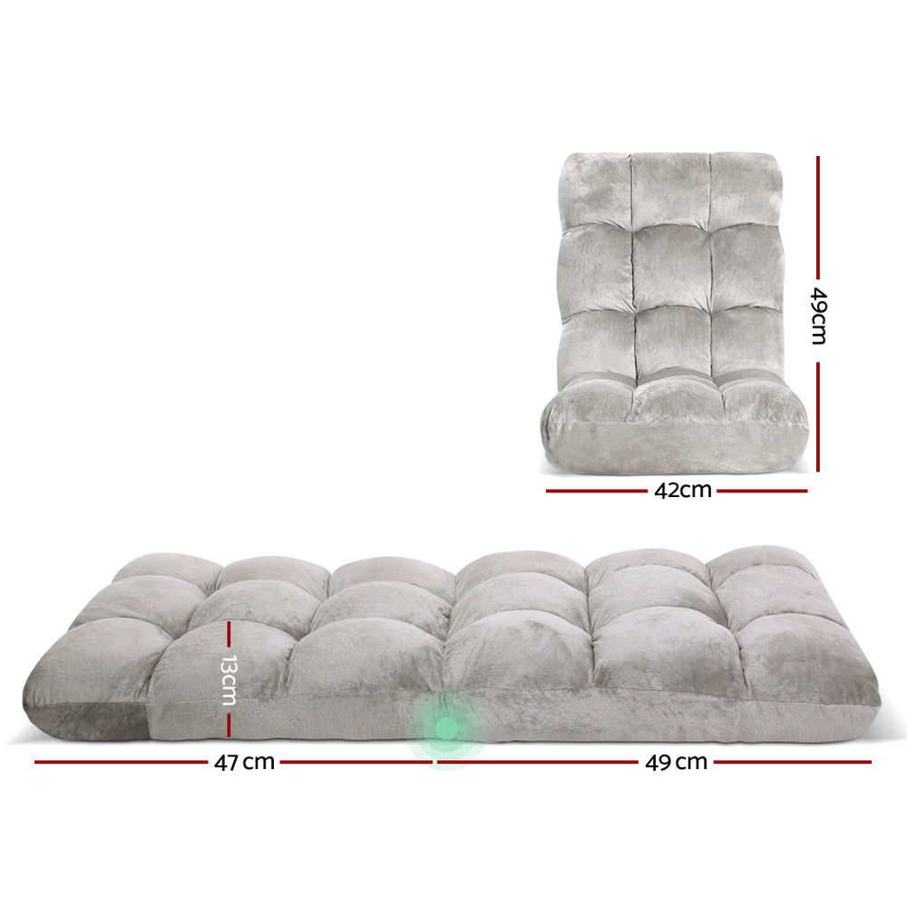 Lounge Sofa Floor Recliner Futon Chaise Folding Couch Grey - image2