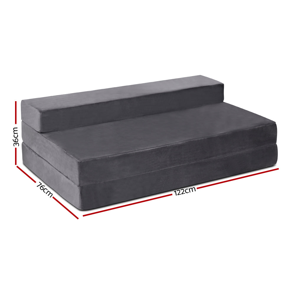 Bedding Double Size Folding Foam Mattress Portable Bed Mat Velvet Dark Grey - image3