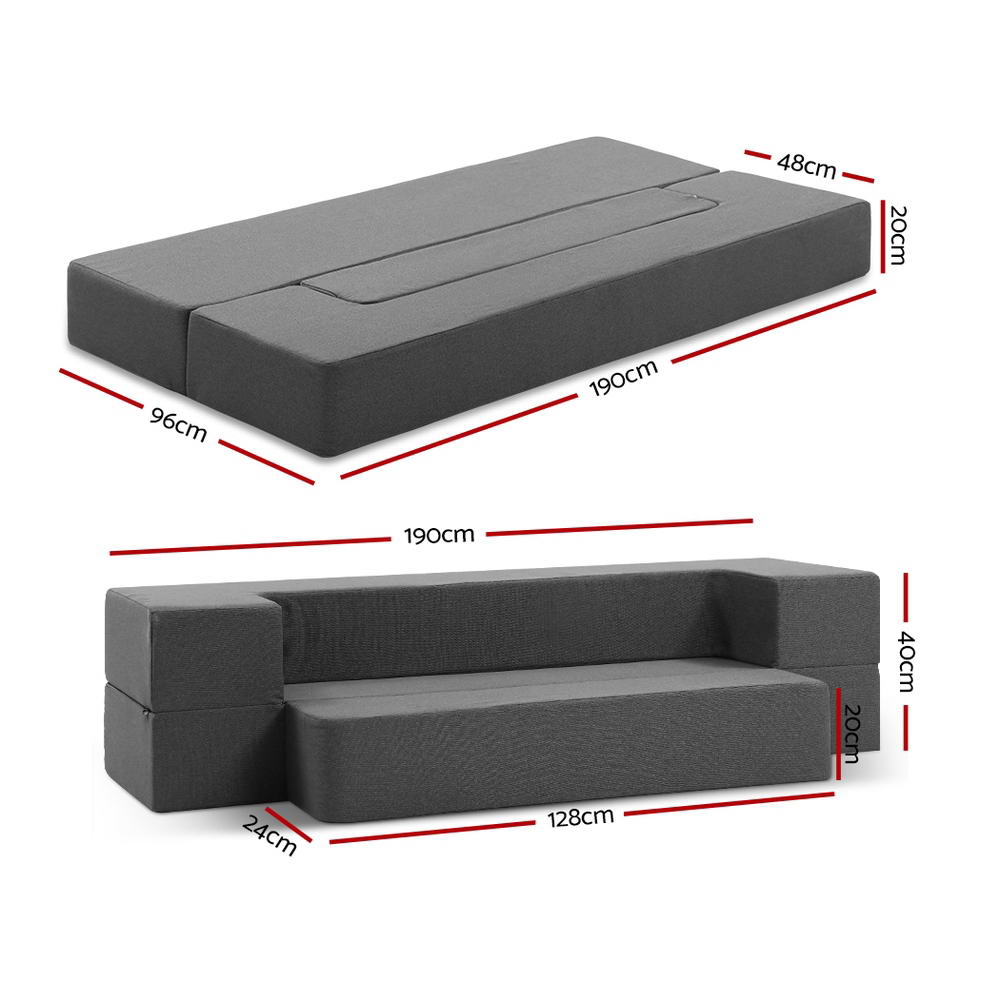 Bedding Portable Sofa Bed Folding Mattress Lounger Chair Ottoman Grey - image2