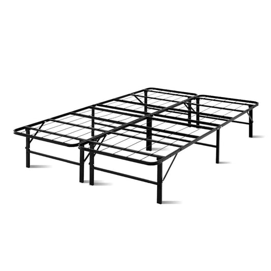 Foldable Double Metal Bed Frame - Black - image1