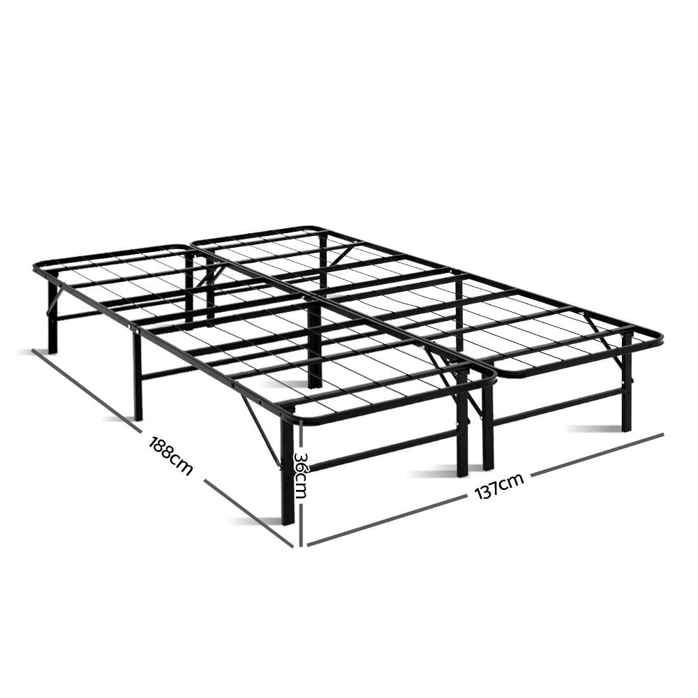 Foldable Double Metal Bed Frame - Black - image2