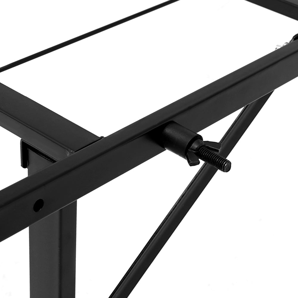 Foldable King Single Metal Bed Frame - Black - image3