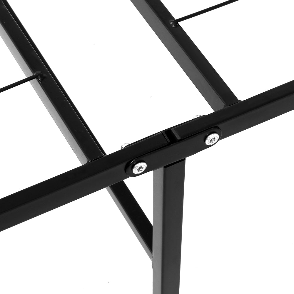 Foldable King Single Metal Bed Frame - Black - image4