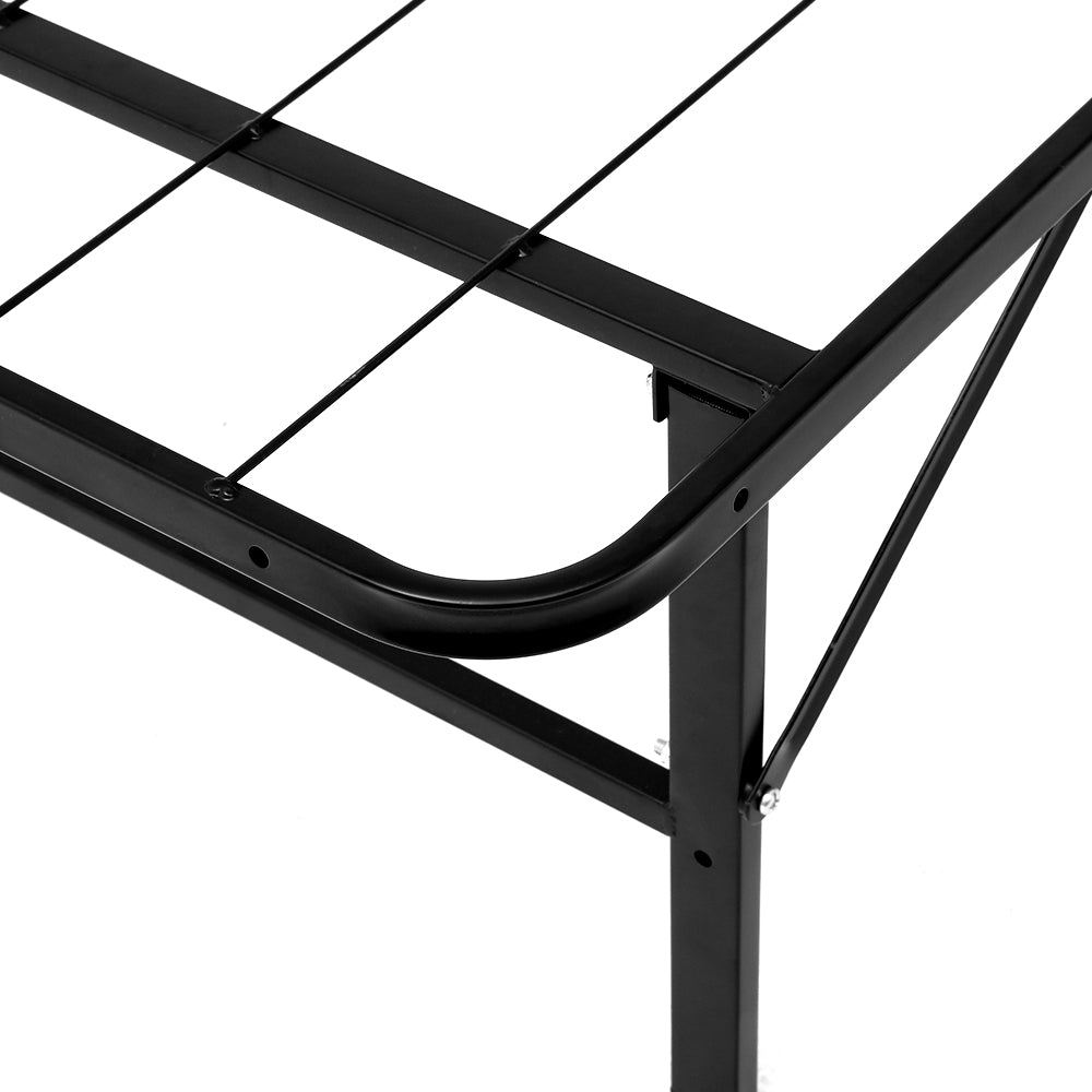 Foldable King Single Metal Bed Frame - Black - image5