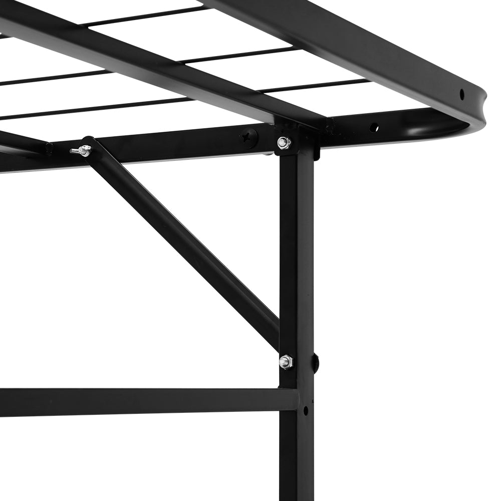 Foldable King Single Metal Bed Frame - Black - image6