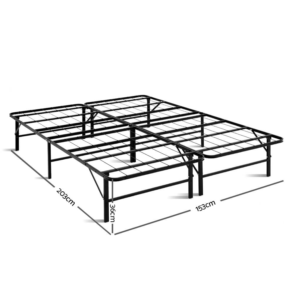Foldable Queen Metal Bed Frame - Black - image2