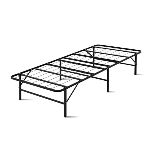 Foldable Single Metal Bed Frame - Black - image1