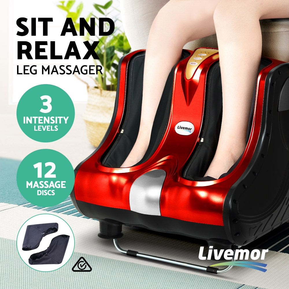 Foot Massager Shiatsu Ankle Calf Leg Massagers Circulation Enhancer Red - image3