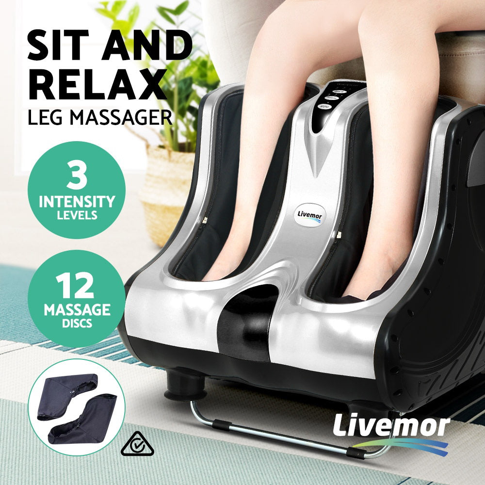 Foot Massager Ankle Calf Leg Massagers Shiatsu Kneading Rolling Silver - image3