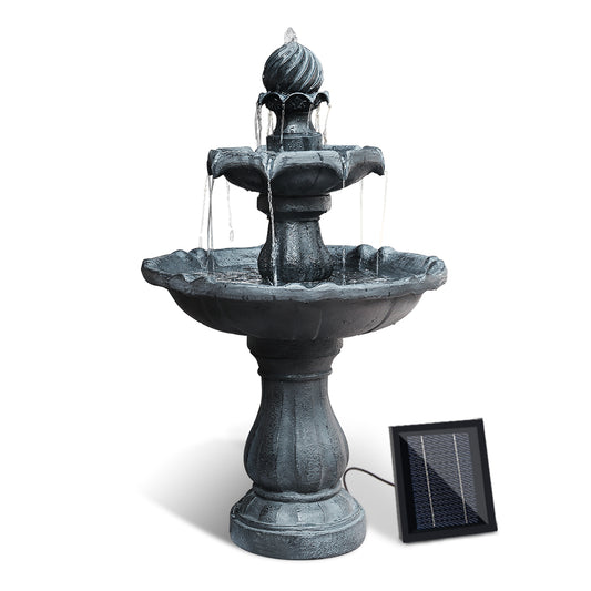 3 Tier Solar Powered Water Fountain - Black - image1