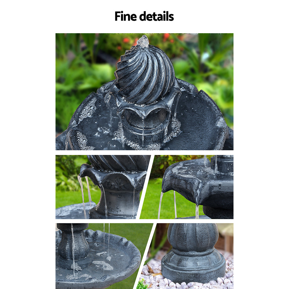 3 Tier Solar Powered Water Fountain - Black - image5