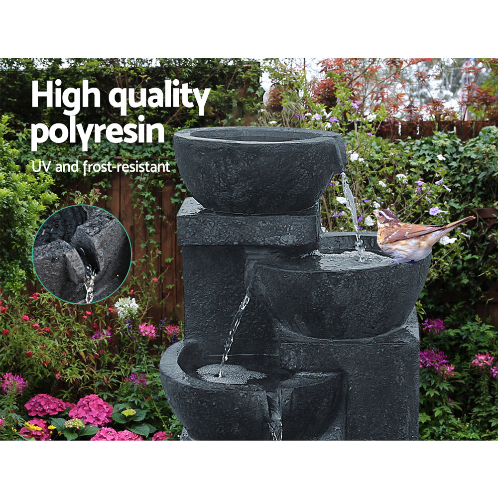 4 Tier Solar Powered Water Fountain with Light - Blue - image5