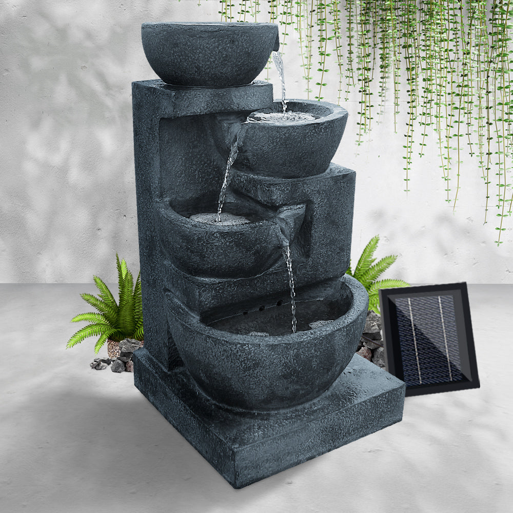 4 Tier Solar Powered Water Fountain with Light - Blue - image8