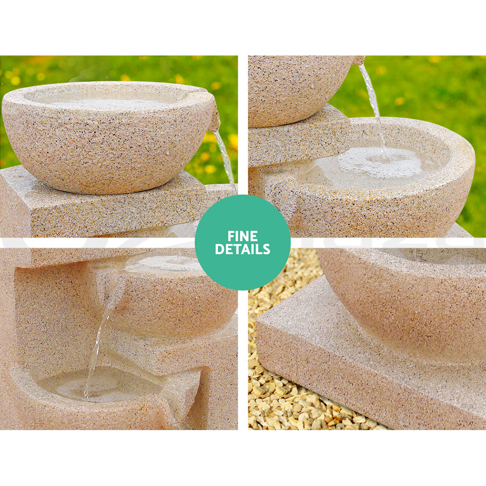 4 Tier Solar Powered Water Fountain with Light - Sand Beige - image5