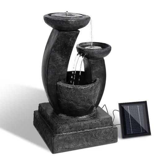 3 Tier Solar Powered Water Fountain with Light - Blue - image1