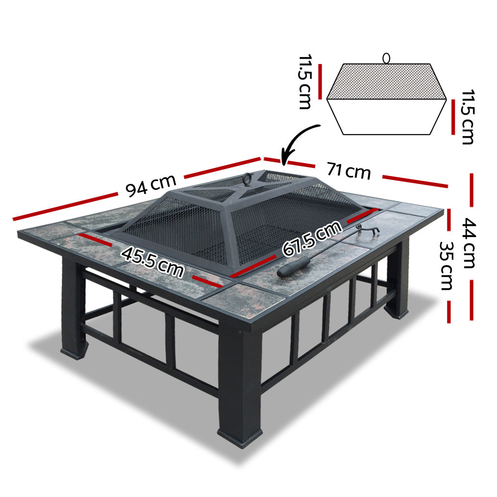 Fire Pit BBQ Grill Stove Table Ice Pits Patio Fireplace Heater 3 IN 1 - image2