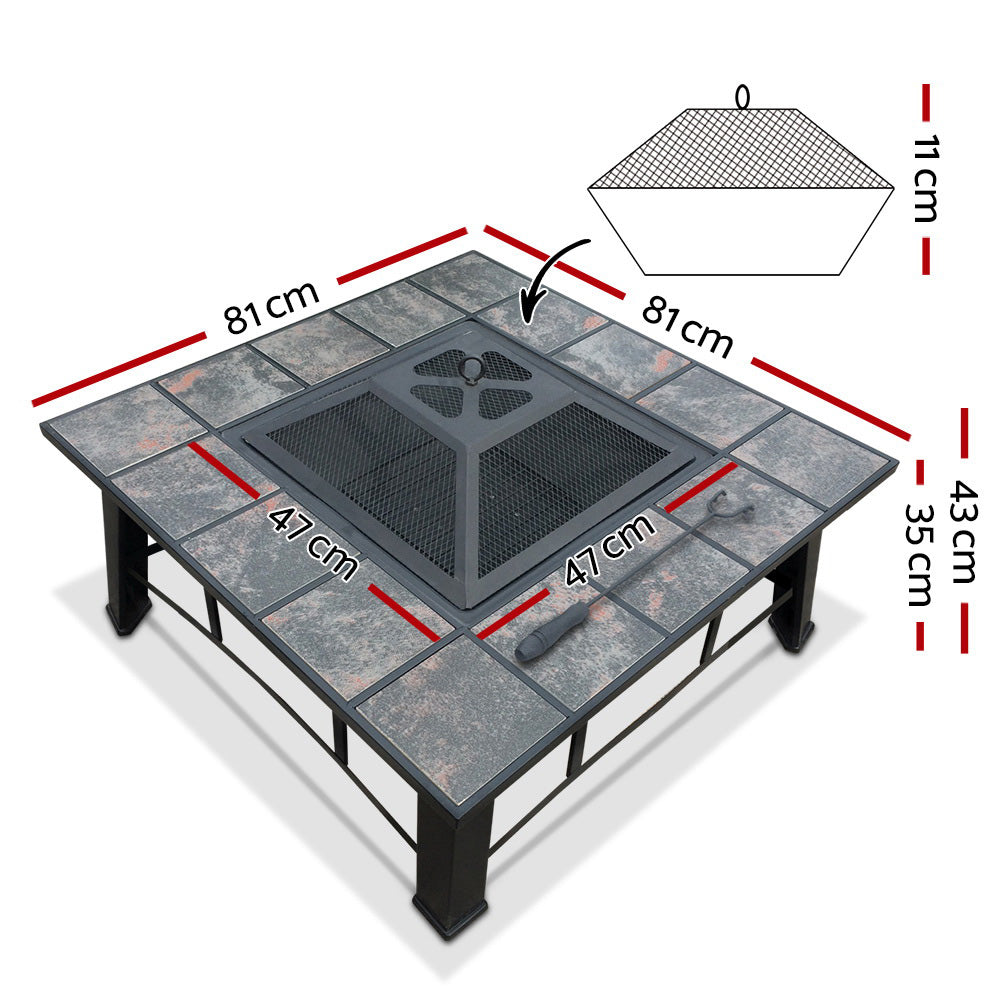 Fire Pit BBQ Grill Smoker Table Outdoor Garden Ice Pits Wood Firepit - image2