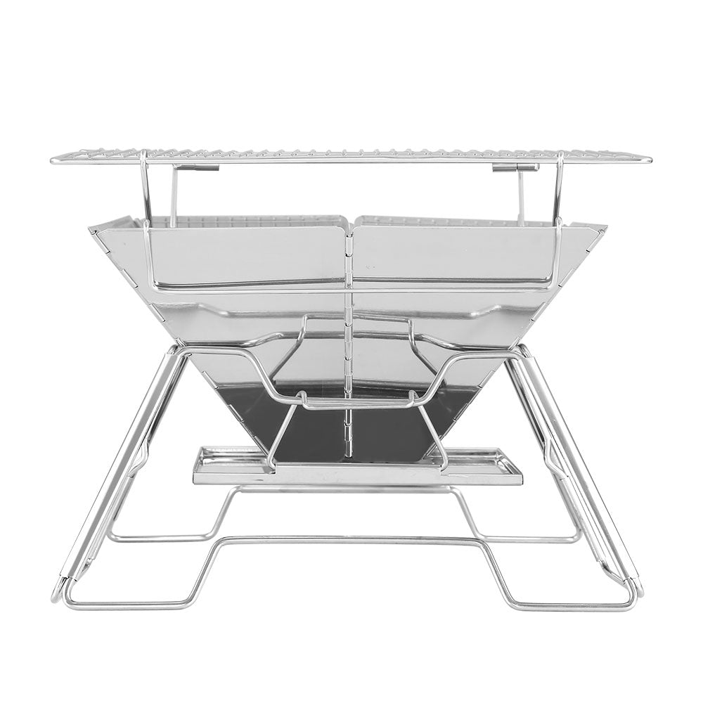 Grillz Camping Fire Pit BBQ 2-in-1 Grill Smoker Outdoor Portable Stainless Steel - image3