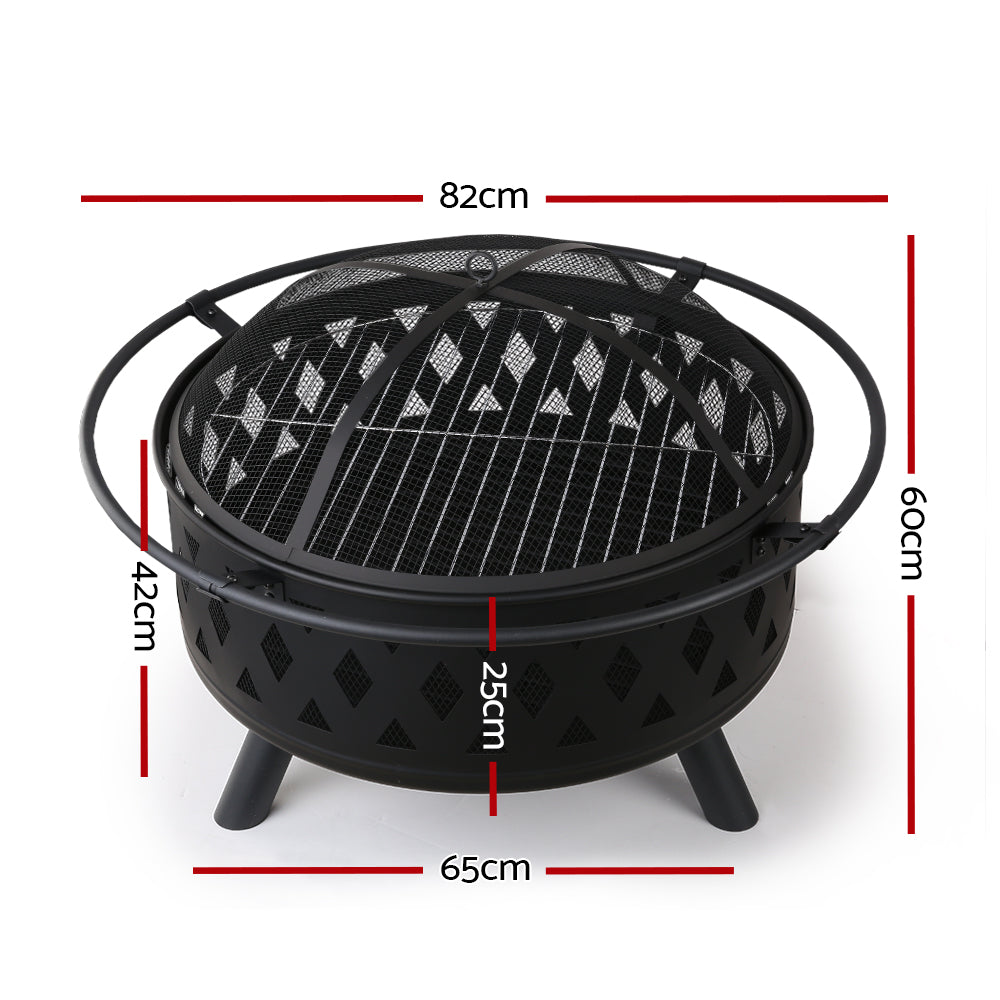 Fire Pit BBQ Charcoal Grill Ring Portable Outdoor Kitchen Fireplace 32" - image2