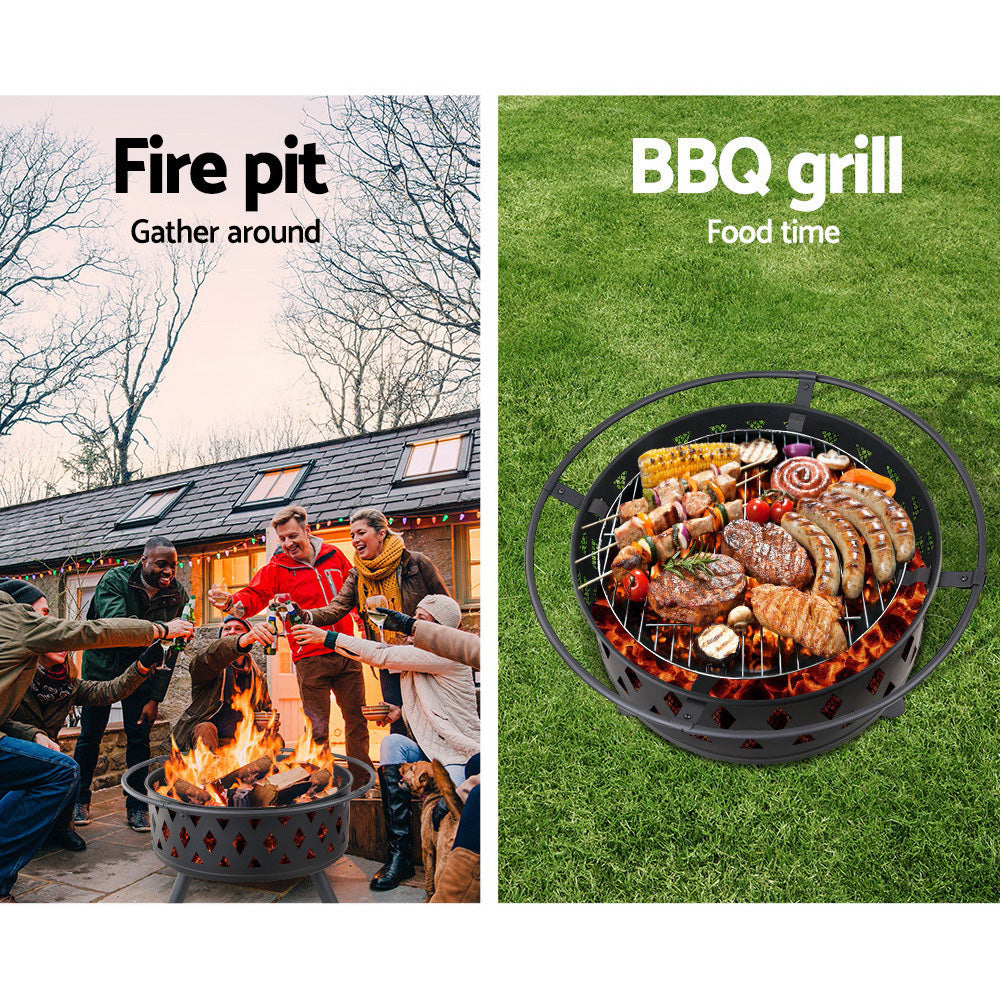 Fire Pit BBQ Charcoal Grill Ring Portable Outdoor Kitchen Fireplace 32" - image3