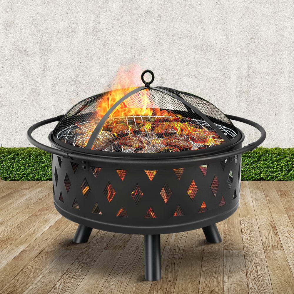 Fire Pit BBQ Charcoal Grill Ring Portable Outdoor Kitchen Fireplace 32" - image7