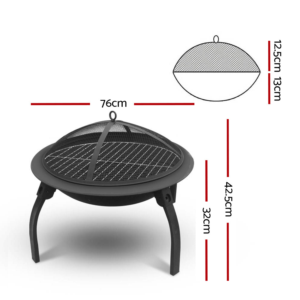 Grillz 30 Inch Portable Foldable Outdoor Fire Pit Fireplace - image2