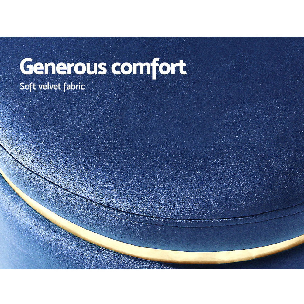 Foot Stool Round Velvet Ottoman Foot Rest Pouffe Pouf Padded Seat Footstool Navy - image6