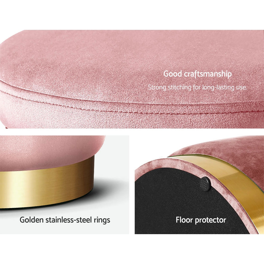 Round Velvet Foot Stool Ottoman Foot Rest Pouffe Padded Seat Pouf Bedroom Pink - image5