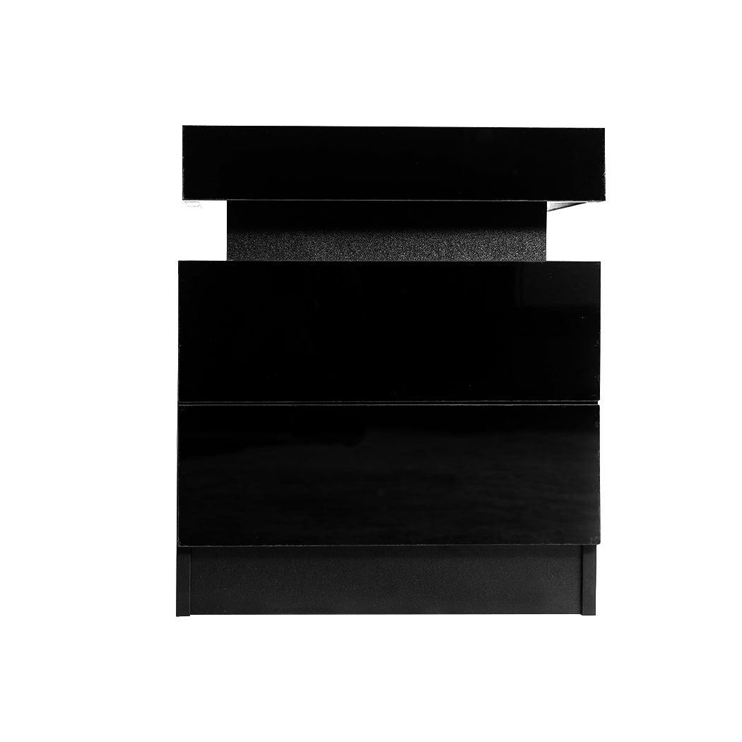 Bedside Tables Drawers RGB LED Side Table High Gloss Nightstand Cabinet - image2