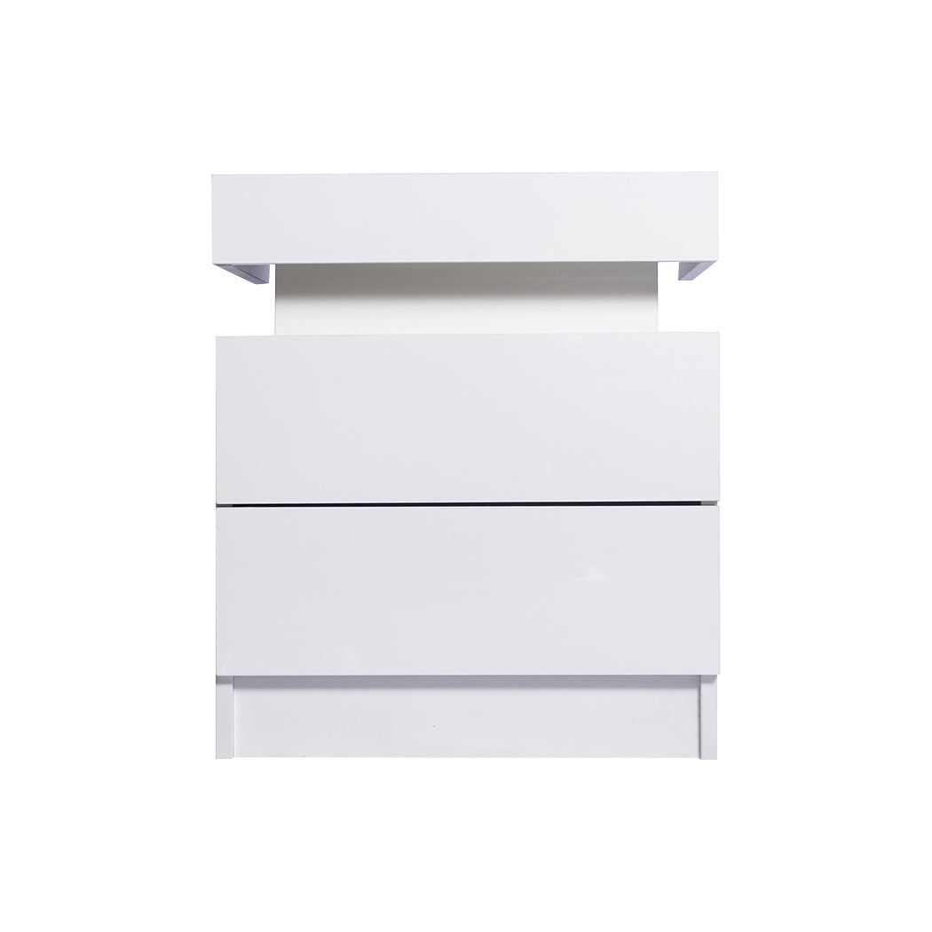 Bedside Tables Drawers RGB LED Storage Cabinet High Gloss Nightstand - image2