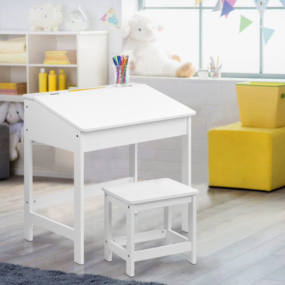 Kids Table Chairs Set Children Drawing Writing Desk Storage Toys Play - image6