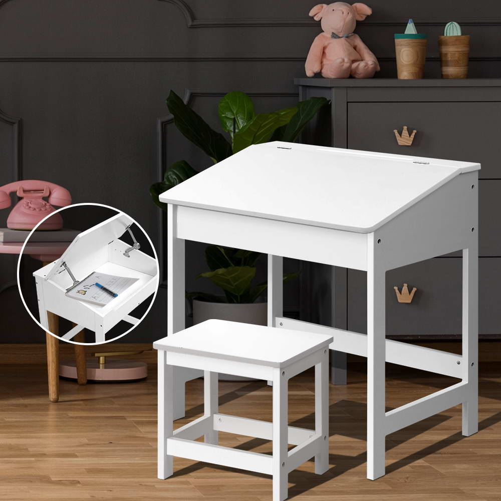 Kids Table Chairs Set Children Drawing Writing Desk Storage Toys Play - image7