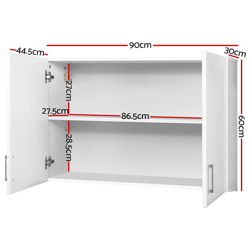 Wall Cabinet Storage Bathroom Kitchen Bedroom Cupboard Organiser White - image2