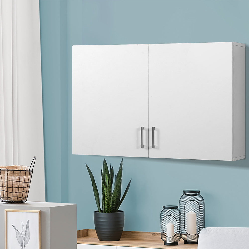 Wall Cabinet Storage Bathroom Kitchen Bedroom Cupboard Organiser White - image7