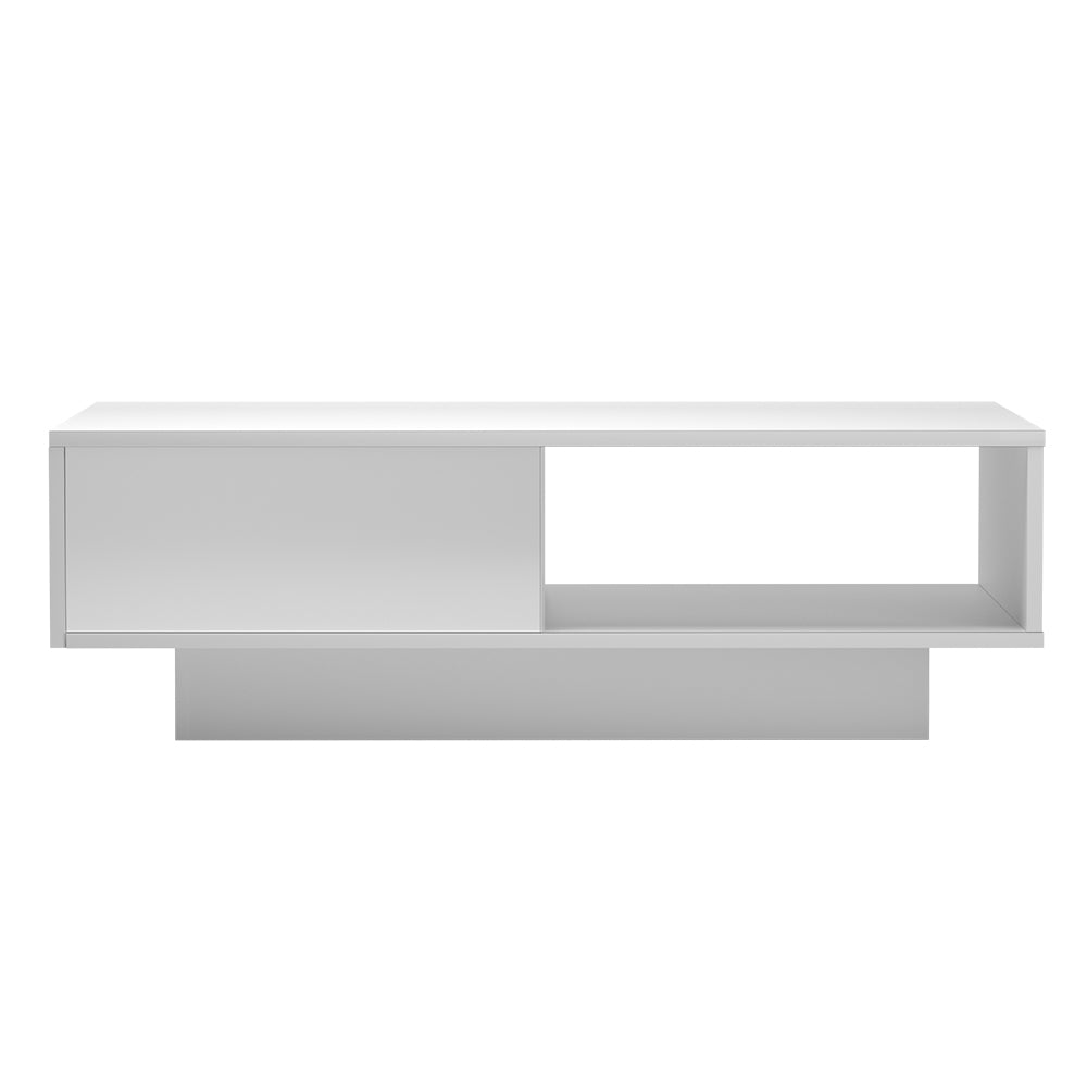 Coffee Table LED Lights High Gloss Storage Drawer Modern Furniture White - image3