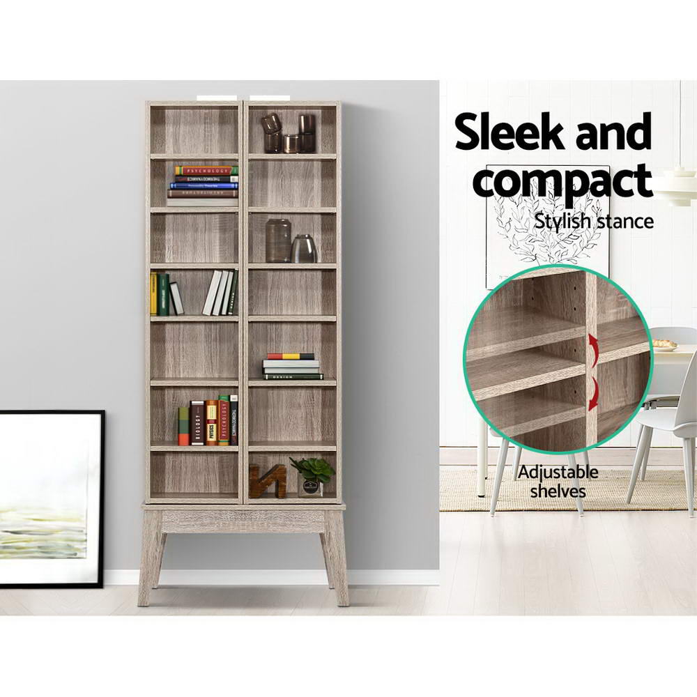 CD DVD Media Storage Display Shelf Folding Cabinet Bookshelf Bluray Rack Oak - image4