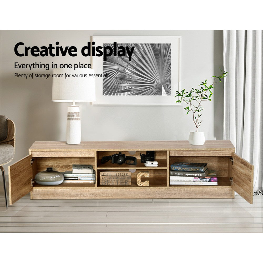 160CM TV Stand Entertainment Unit Lowline Storage Cabinet Wooden - image4