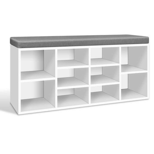 Fabric Shoe Bench with Storage Cubes - White - image1