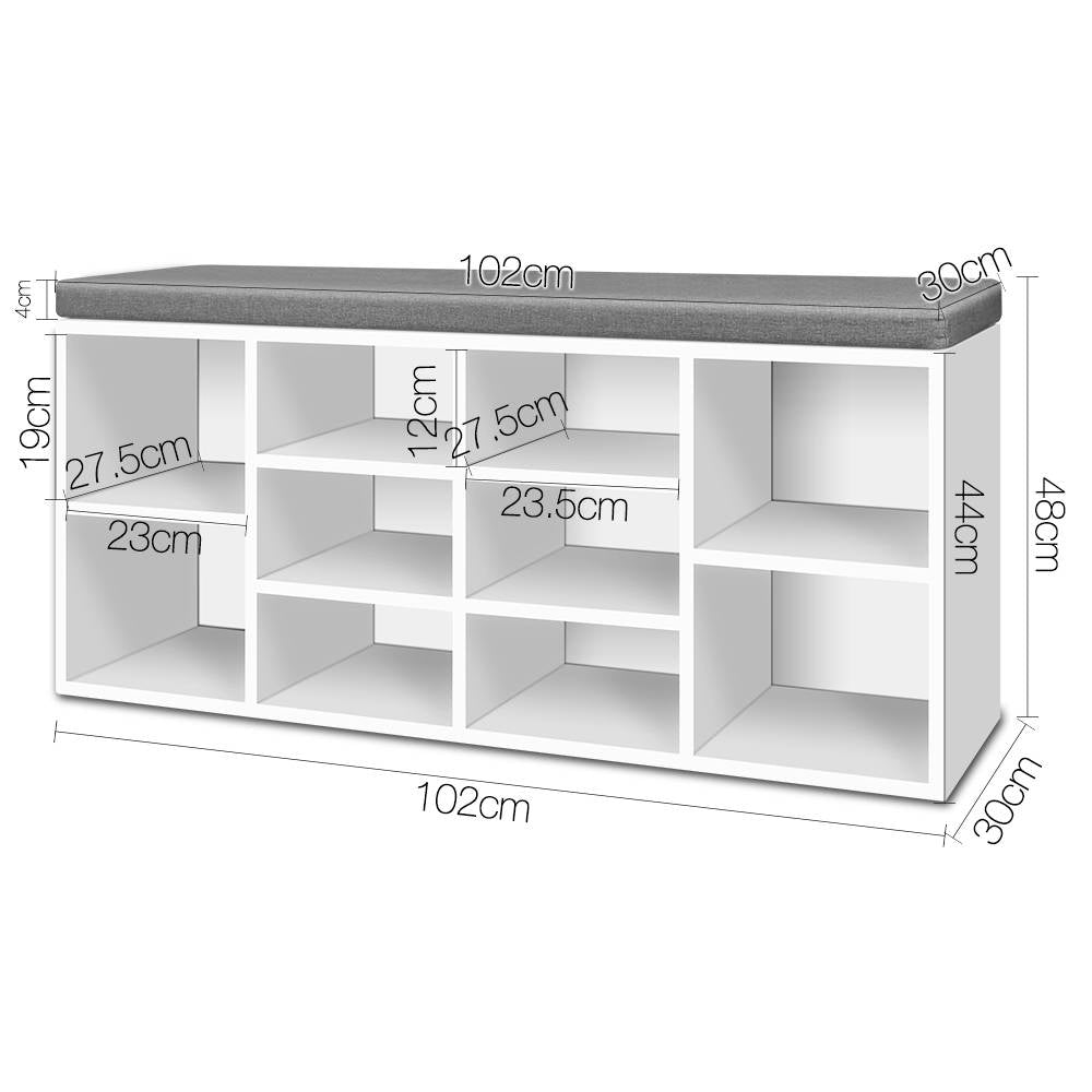 Fabric Shoe Bench with Storage Cubes - White - image2